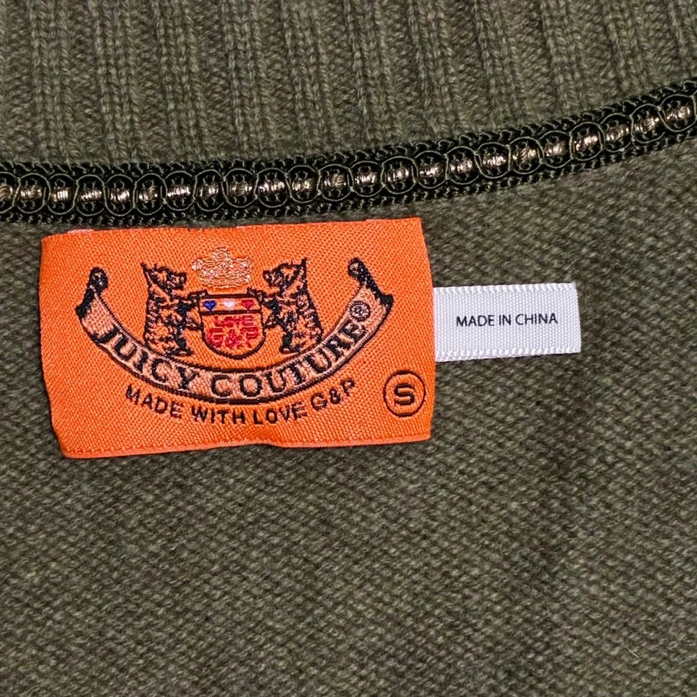 Y2K Juicy Couture Cashmere Wool Blend V Neck Sweater Vest Olive Green‎ Women's S